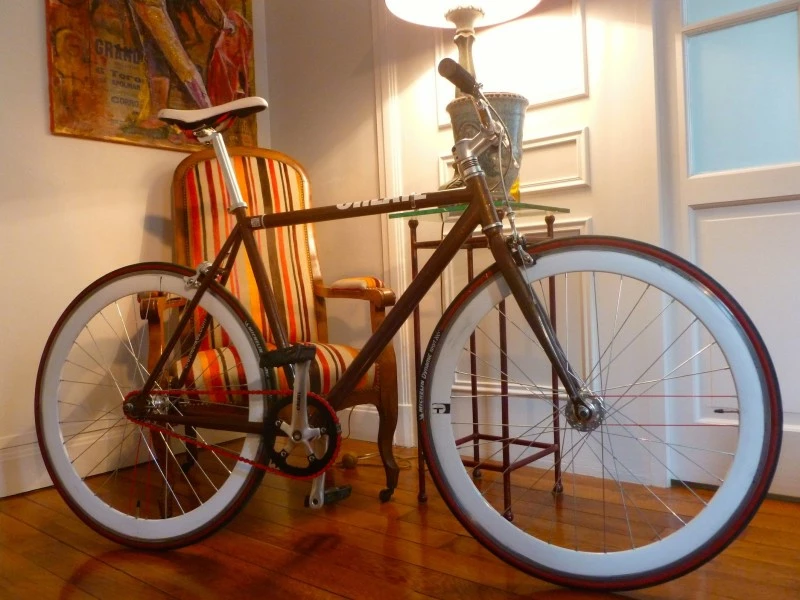 Vlo Pignon Fixe/single Speed Marron-blanc 3 Vlo Pignon Fixe/single Speed Marron-blanc